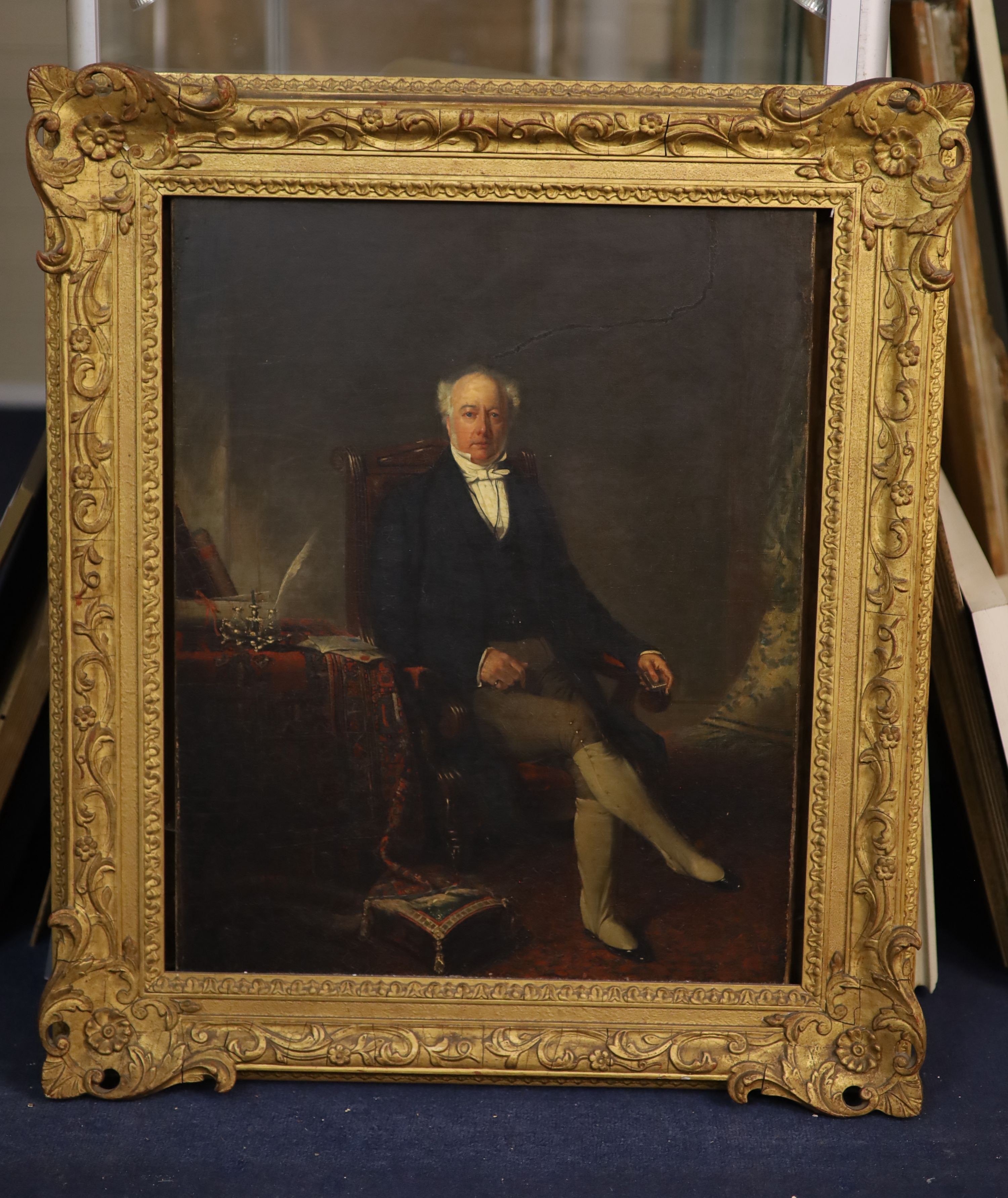 Early 19th Century English School, Portrait of a seated gentleman, Oil on canvas, 59 x 47cm.